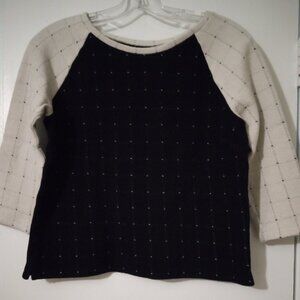 Wmen's Loft outlet lounge swter cream/black geometric design babydoll roundneck